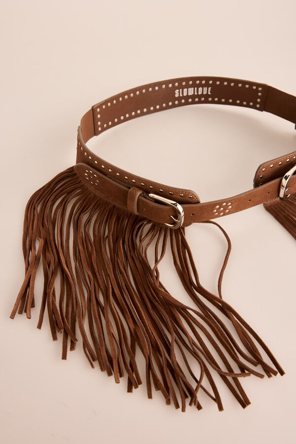 Slowlove Cintur&oacute;n high waist efecto piel Camel