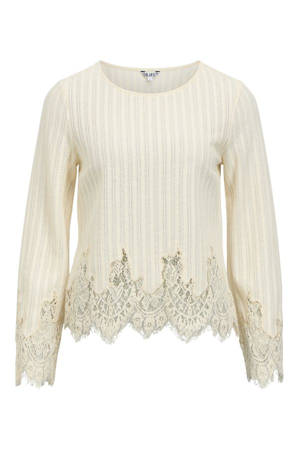 Object Jersey fino encajes Beige