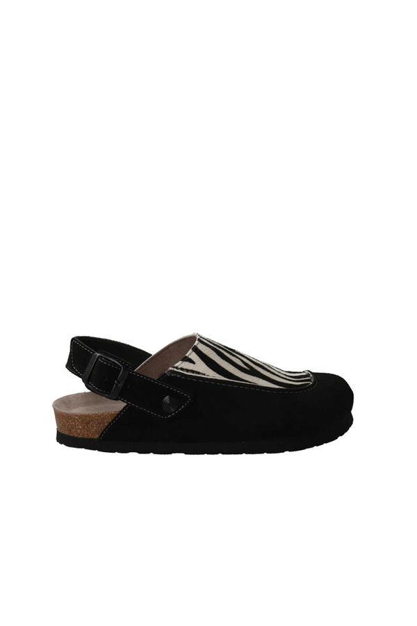 Genuins Zueco piel animal print Negro