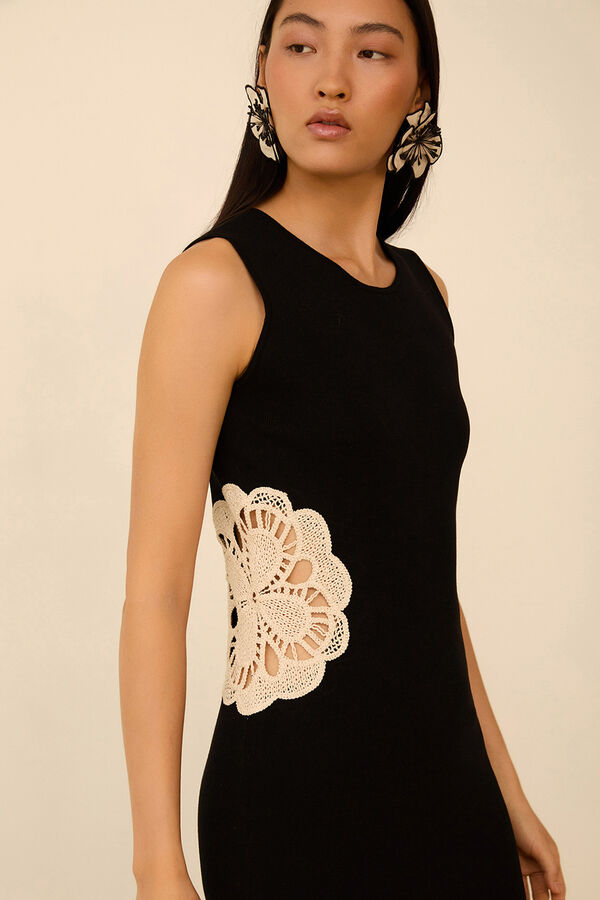 Meisie Vestido midi de punto Negro