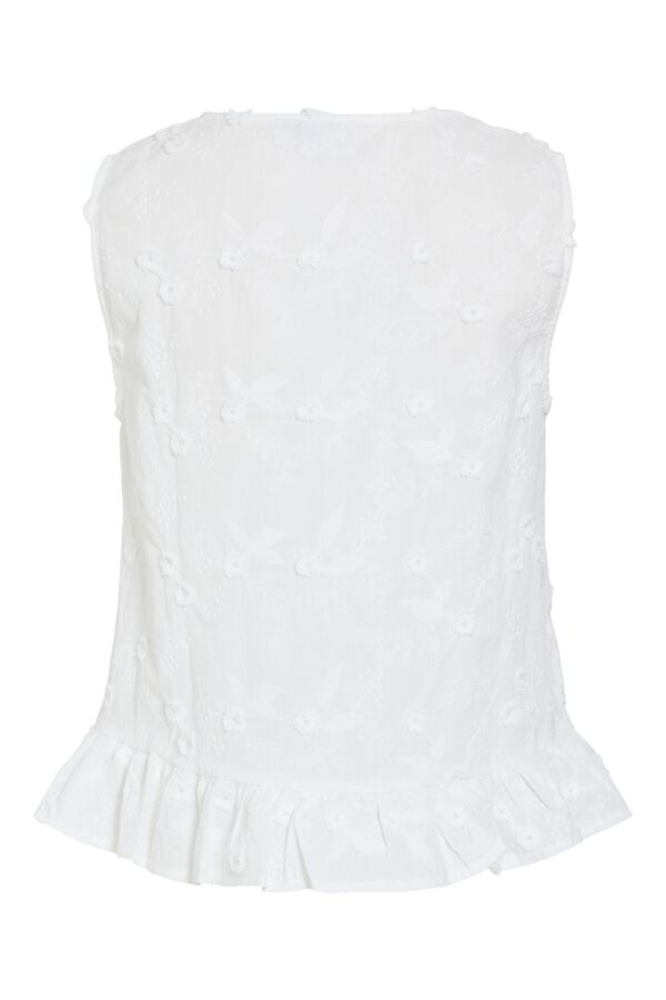 Vila Blusa de algod&oacute;n org&aacute;nico con flores bordadas Blanco
