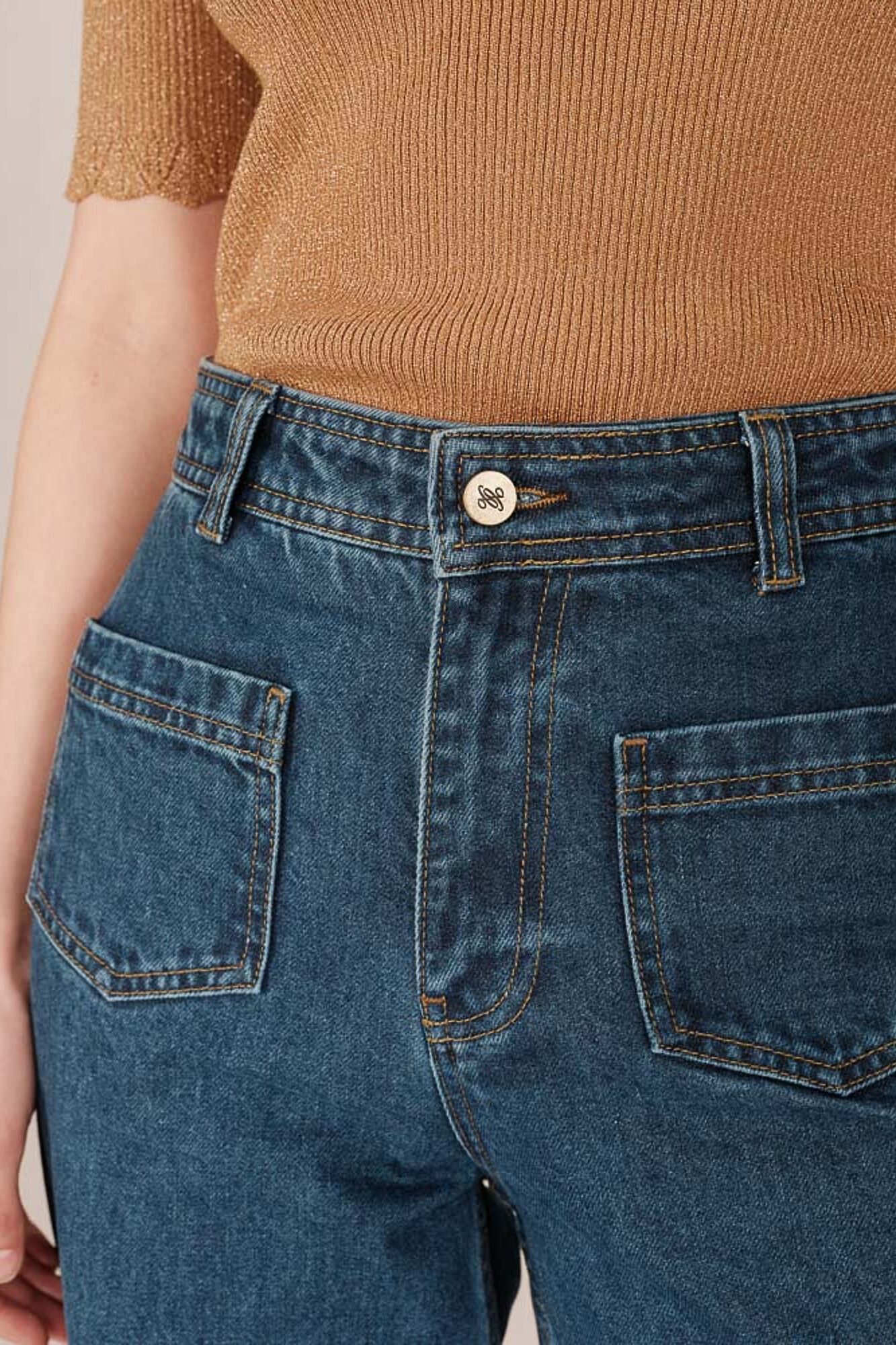 Grace & Mila Pantal&oacute;n denim de cintura alta