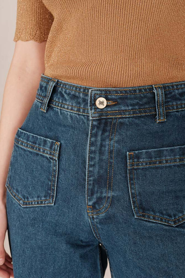 Grace & Mila Pantal&oacute;n denim de cintura alta Azul oscuro