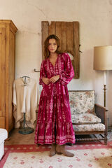 Jaase Vestido largo Teresa estampado Rhubarb Estampado granate