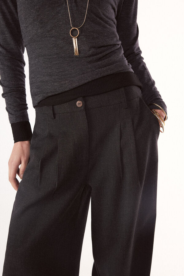 Slowlove Pantal&oacute;n pinzas recto Gris oscuro