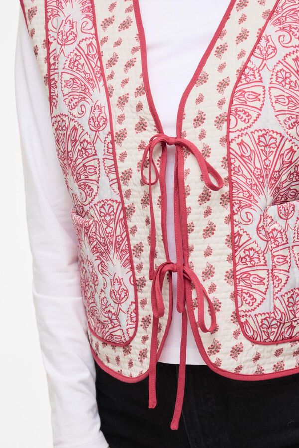 Vila Chaleco guateado estampado con lazos Rosa