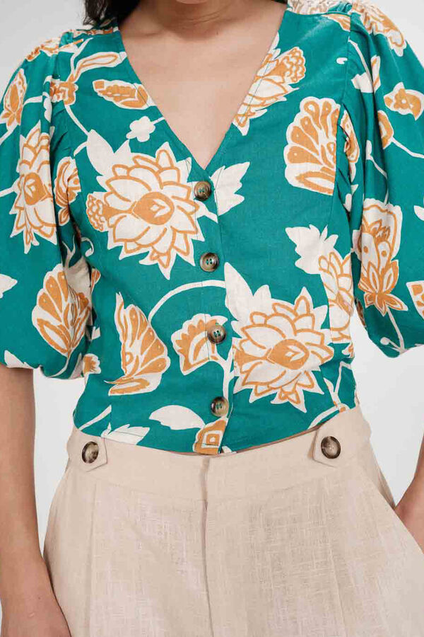 Grace & Mila Top floral corto Vahe Verde