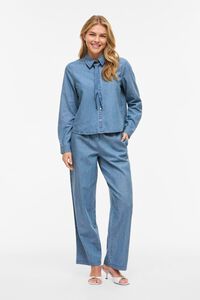 Vila Camisa vaquera con lazada en el cuello