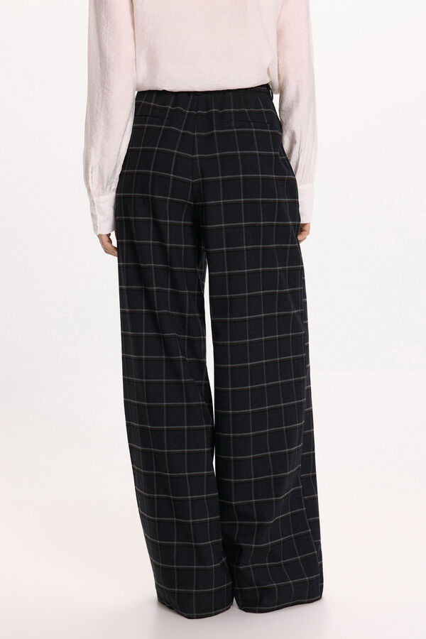 Vila Pantal&oacute;n de vestir de cuadros con viscosa Negro