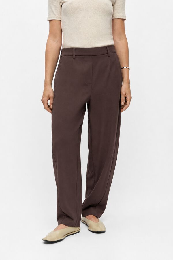 Object Pantal&oacute;n de vestir corte barrell Marr&oacute;n oscuro