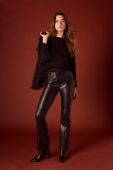 Slowlove Pantal&oacute;n de simil piel Negro