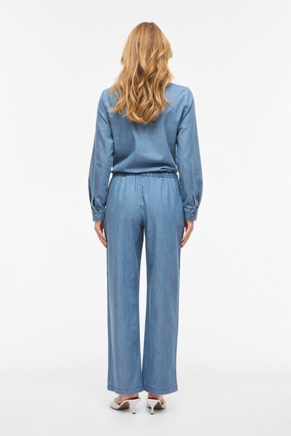 Vila Pantal&oacute;n Lyocell con cintura el&aacute;stica Azul