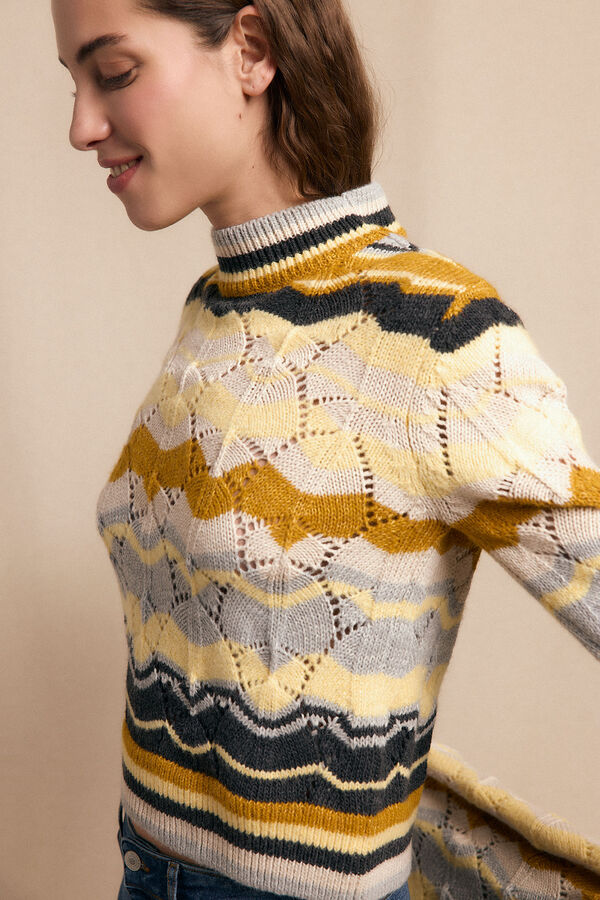 Slowlove Jersey ondas multicolor Estampado amarillo