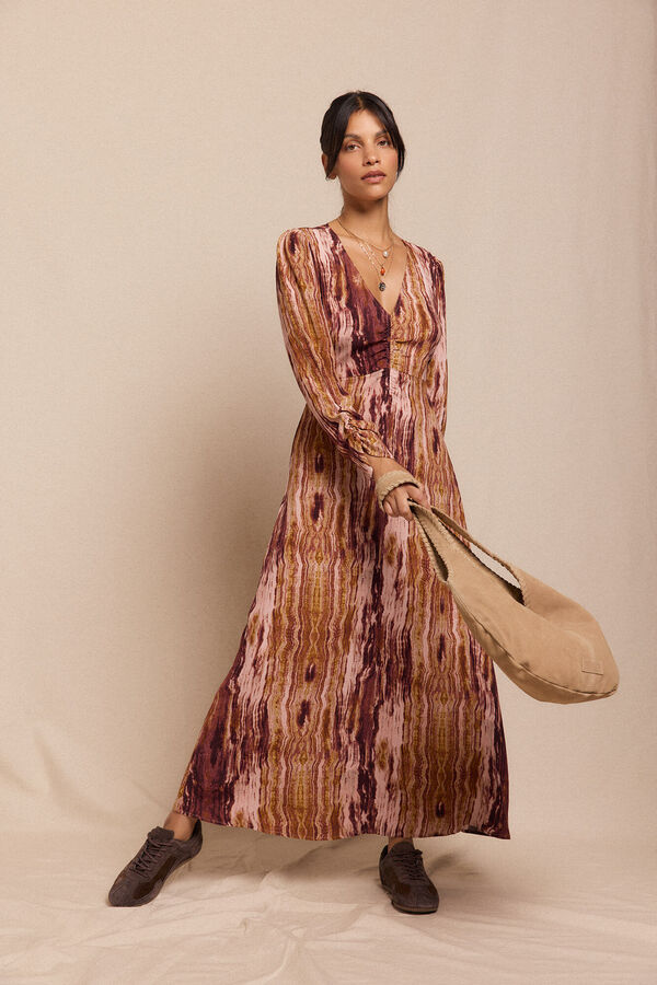 Slowlove Vestido Frunce estampado Multicolor