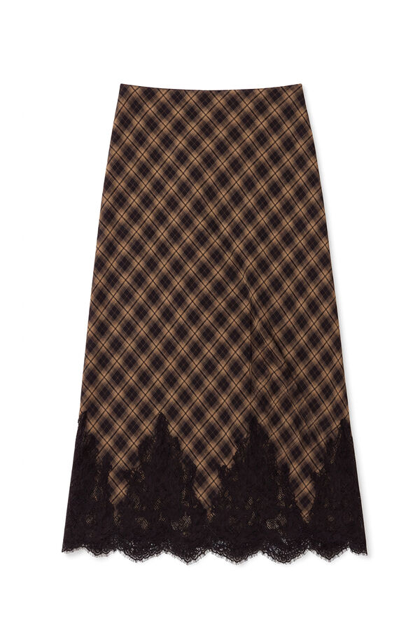 Slowlove Falda midi de cuadros Estampado marr&oacute;n