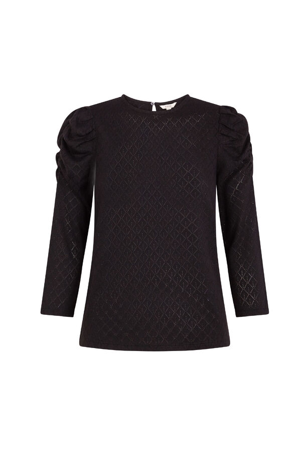 Slowlove Top estructura manga abullonada Negro