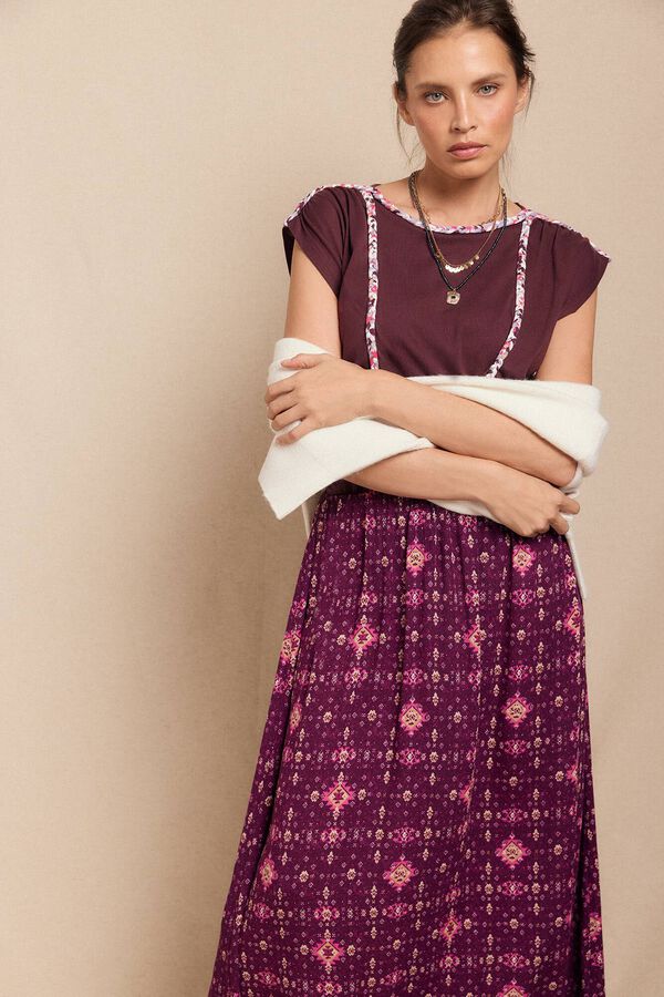 Slowlove Camiseta trenza fruncida Granate