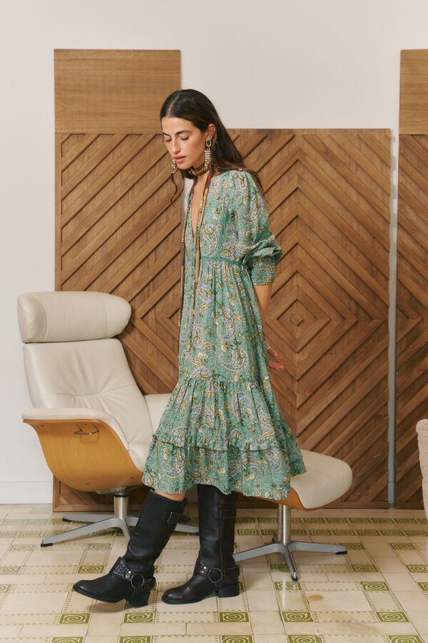 Jaase Vestido midi Monday Estampado verde