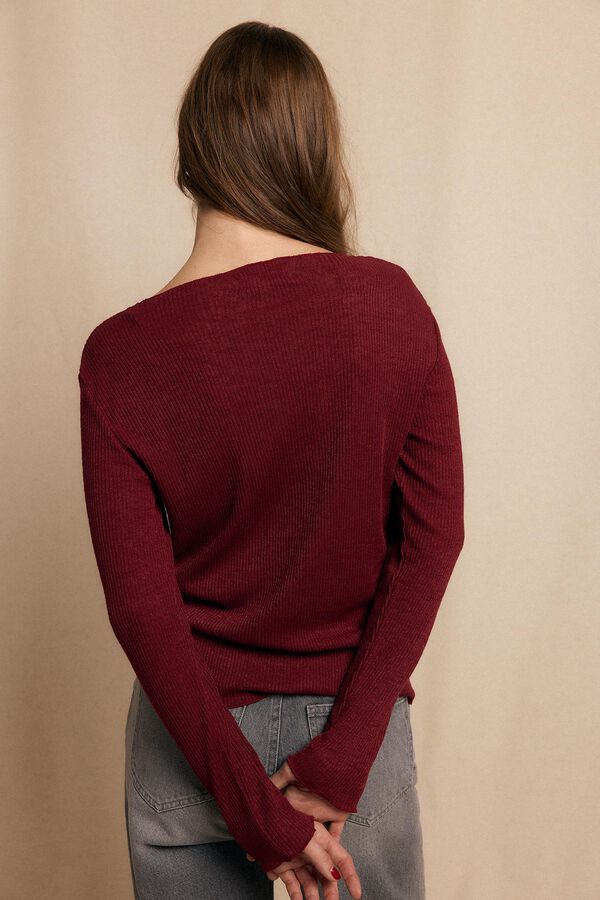 Slowlove Top básico melange Granate