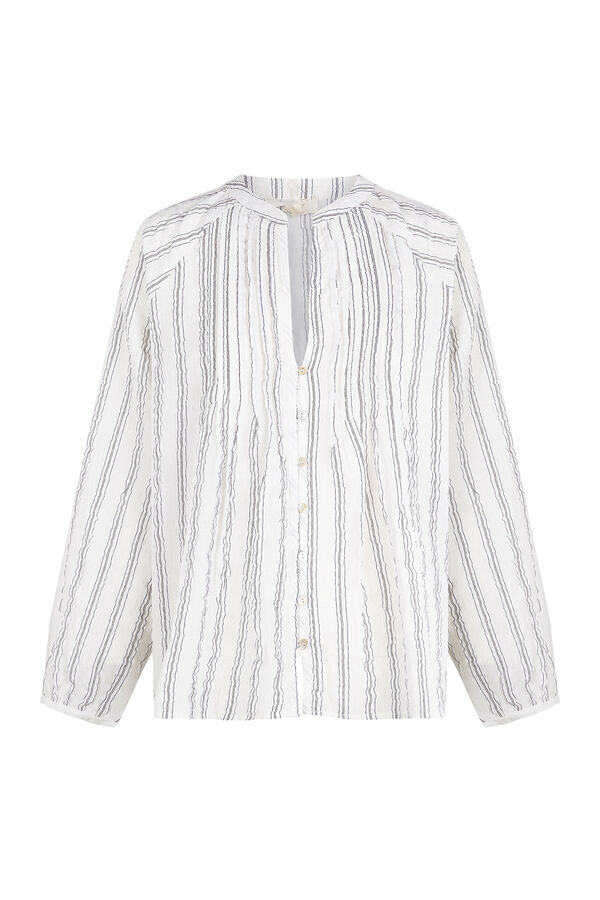 Slowlove Blusa raya tejida Estampado blanco