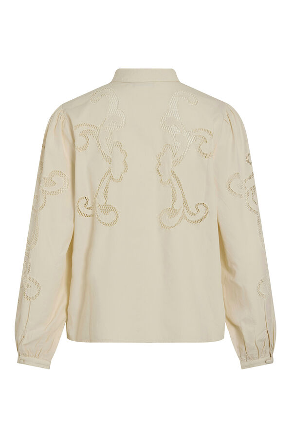 Vila Camisa con calados de algod&oacute;n org&aacute;nico Beige