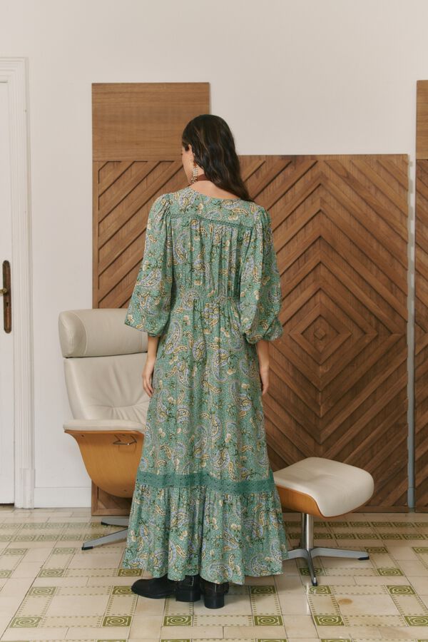 Jaase Vestido maxi Carmen Estampado verde
