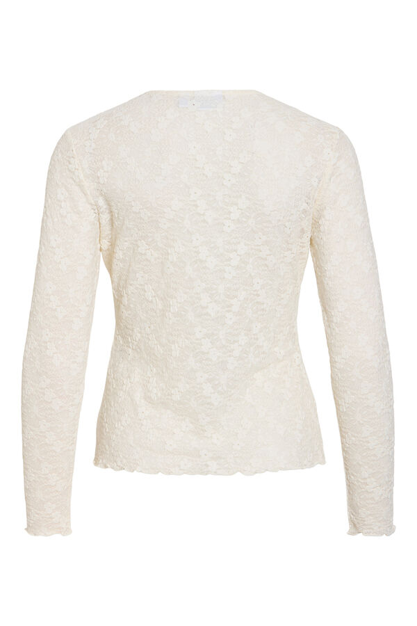 Vila Camiseta de encaje floral Blanco
