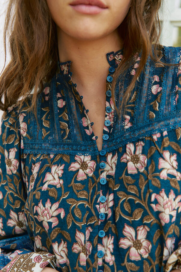 Jaase Blusa nadia estampado Nomade Estampado azul