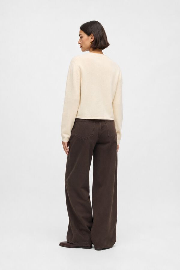 Object Cardigan tacto suave bordado Beige