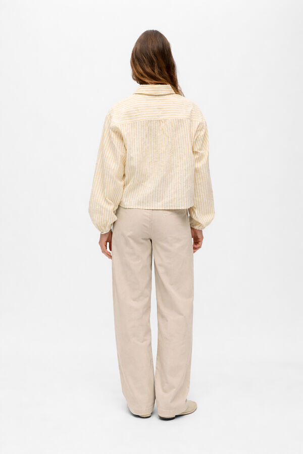 Object Camisa rayas bordados Beige