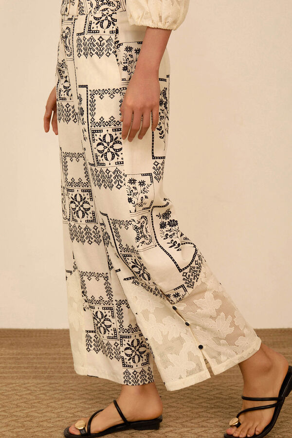 Meisie Pantal&oacute;n estampado bimateria Estampado blanco