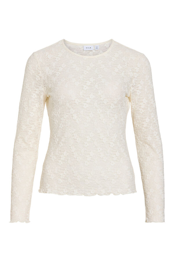 Vila Camiseta de encaje floral Blanco