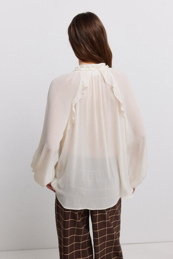 Vila Blusa fluida con volantes Marfil