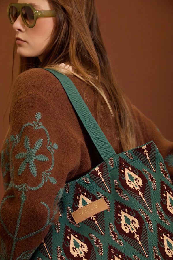 Meisie C&aacute;rdigan con lazos bordados Estampado beige