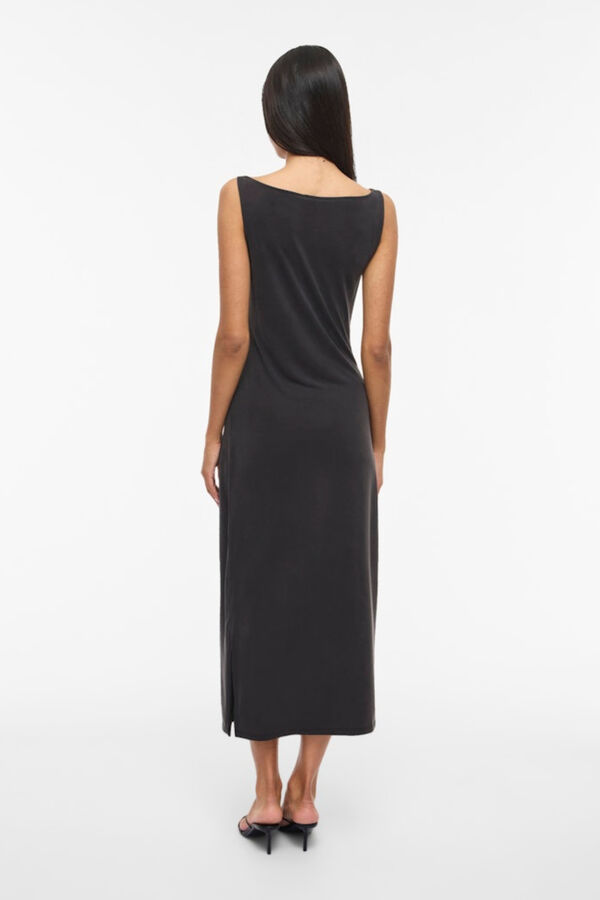 Vila Vestido midi con cuello barco de modal Negro