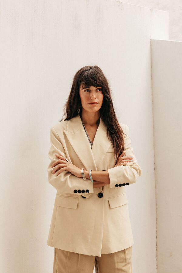 Slowlove Chaqueta americana cruzada Beige