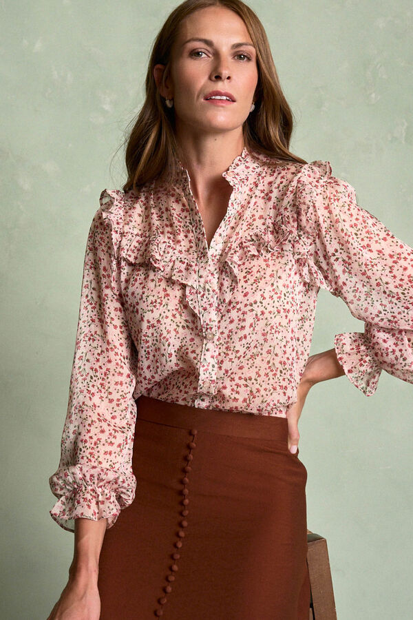 Polín Et Moi Camisa flores Minna Estampado granate