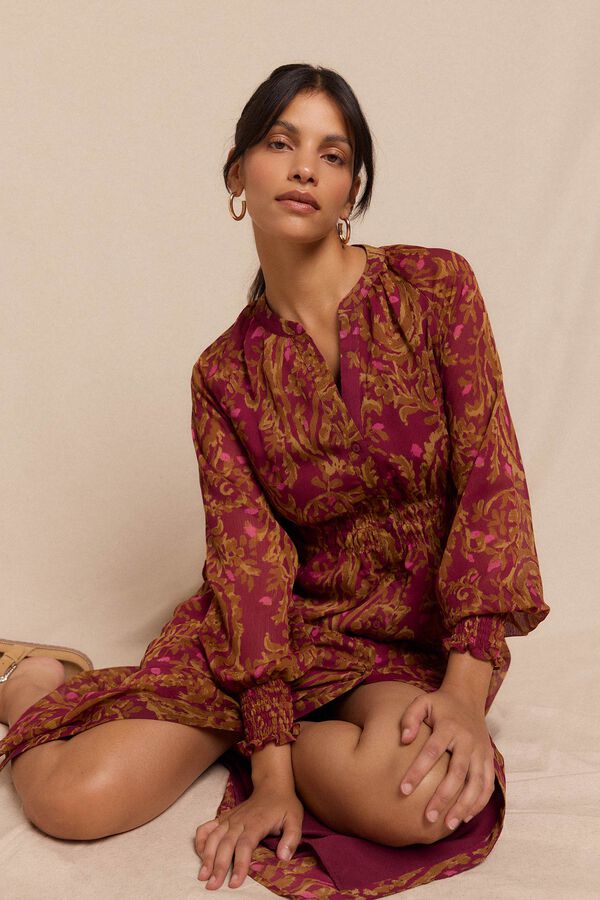 Slowlove Vestido estampado fluido Estampado rojo