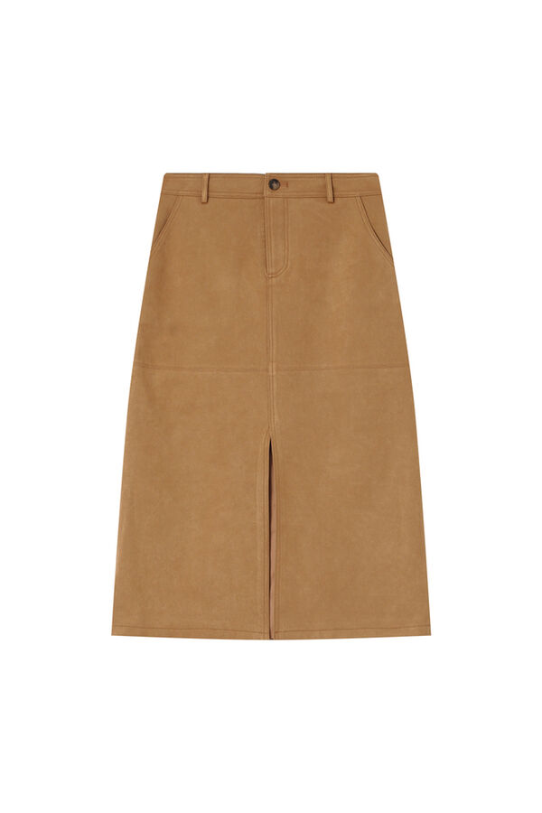 Grace & Mila Falda larga midi de ante sint&eacute;tico Beige