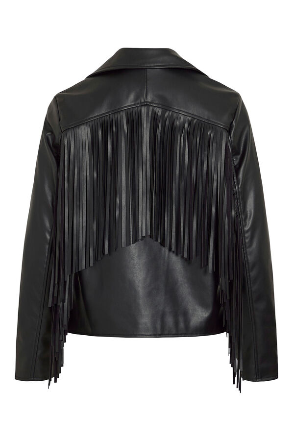 Vila Cazadora biker de polipiel con flecos Negro