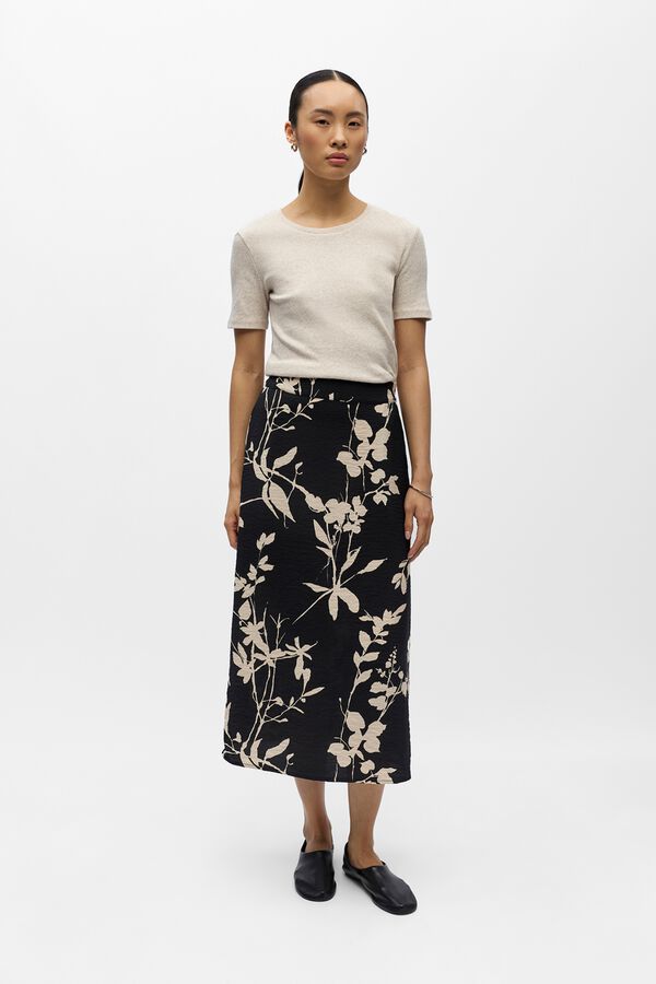 Object Falda midi estampada Gris oscuro