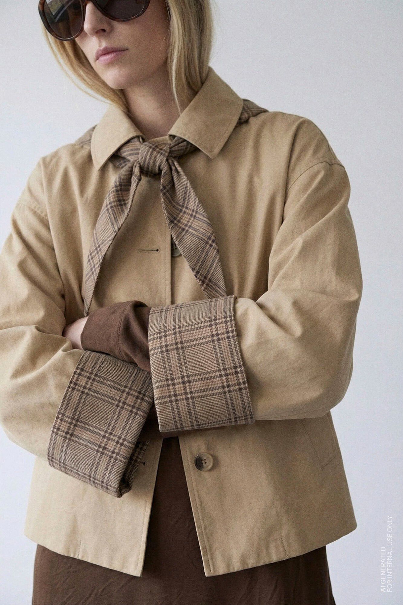 Vila Chaqueta corta con pa&ntilde;uelo de cuadros
