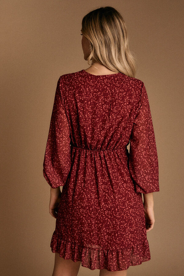 Pol&iacute;n Et Moi Vestido cruzado Nati Estampado granate