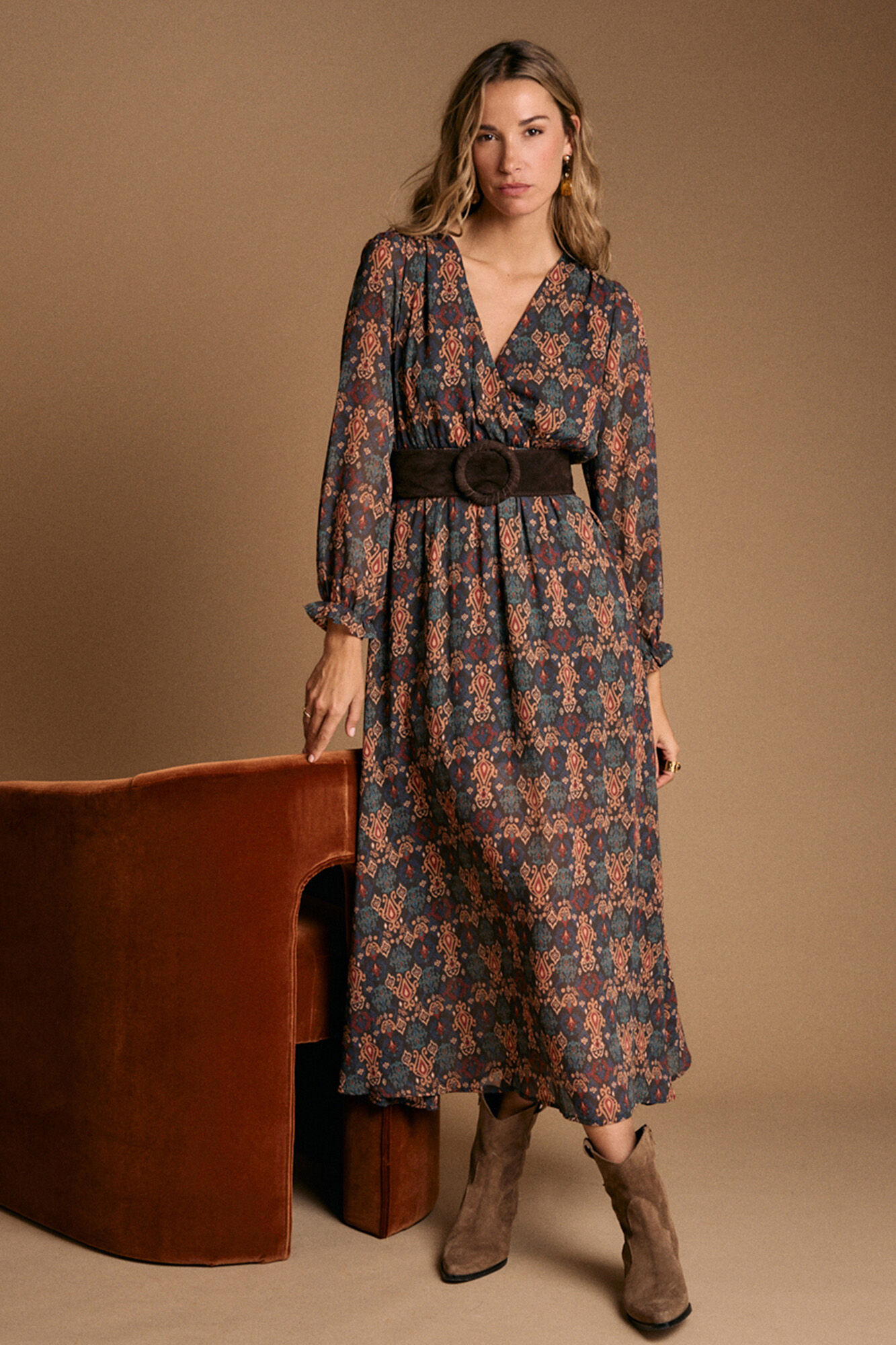 Pol&iacute;n Et Moi Vestido largo estampado esmeralda