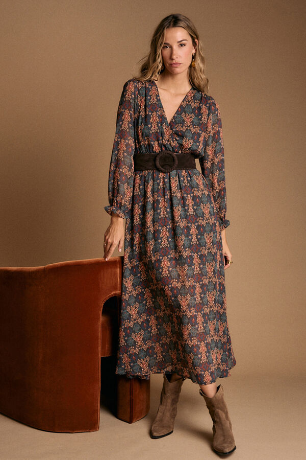 Pol&iacute;n Et Moi Vestido largo estampado esmeralda Multicolor