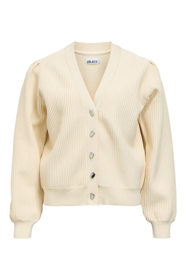 Object Cardigan canal&eacute; liso Beige