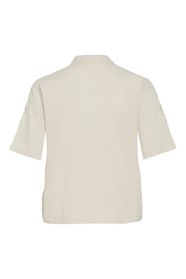 Vila Camisa de manga corta con bordados Beige