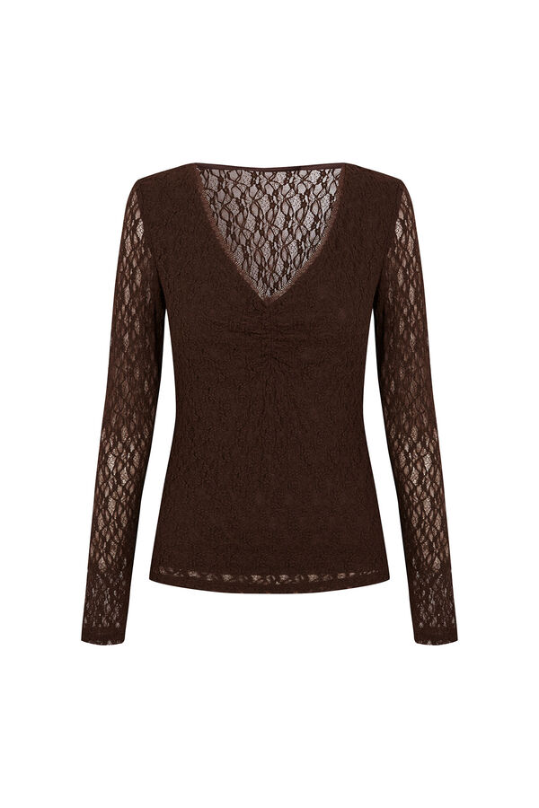 Slowlove Top encaje Marr&oacute;n