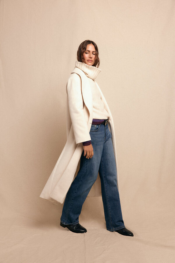 Slowlove Abrigo largo con cuello esmoquín Marfil