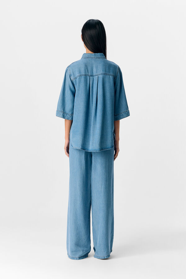 Object Camisa manga corta tencel Azul